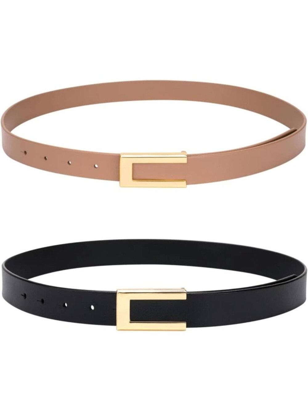 Stylish Women's Skinny Leather Waist Belt for Dresses & Jeans with Gold Buckle